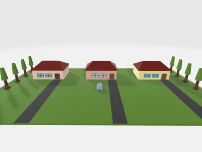 Free house with car lowpoly Free low-poly 3D model