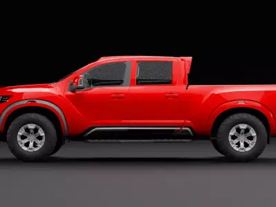 Nissan 4x4 Car Metallic Red Low-poly 3D model