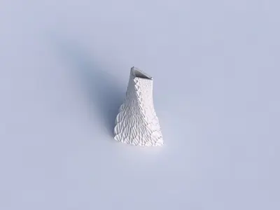Vase twist grounded tilted triangle with wavy grid piramides 3D print model