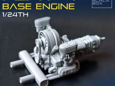 Flat Four BASE ENGINE 1-24th for modelkits and diecast 3D print model