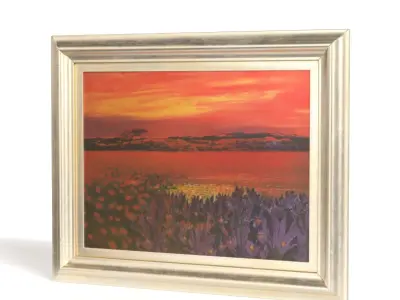 Andrea Razzaauti Painting of Irish Poppy Field Wall Art PBR 3D model