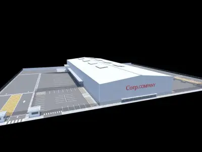 Logistic Warehouse whit Interiors and Exteriors Low-poly 3D model