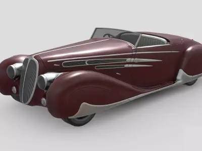 Low Poly Car - Delahaye T165 1939 Low-poly 3D model