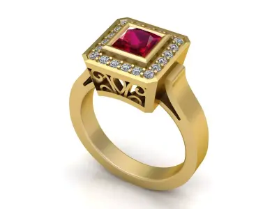 Luxury  Gemstone Wedding Rings 3D model 3D print model