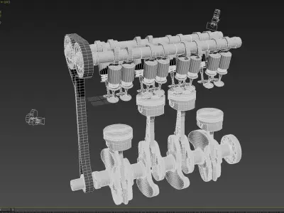Animated L4 Engine Cylinders 3D model