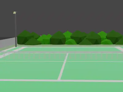 stylized low poly tennis court Free low-poly 3D model