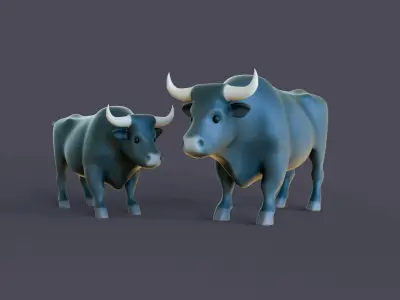 Cartoon Black Bull Animal 3D Model for Cartoon Characters Low-poly 3D model