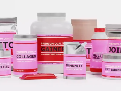 Sport Supplements Collection - Pink Edition Low-poly 3D model
