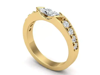 Marquise Diamond Wedding Band Ring 3dm 3D print model