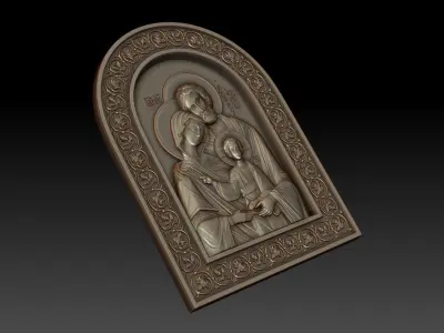 The Holy Family Orthodox Christian Icon 3D model