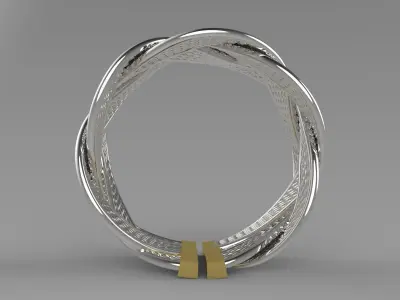 Luxury textured ring with yellow gold model gr0075 3D print model