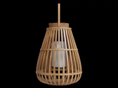 Large Slatted Wood Floor Lantern 3D model