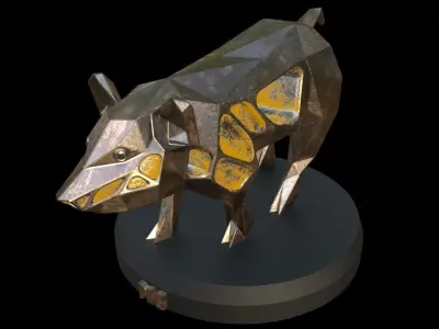 Steampunk Pig Pose Low-poly 3D model