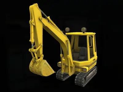Mini Excavator Low-poly 3D model