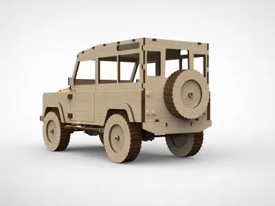 Wooden Land Rover Defender 3D model