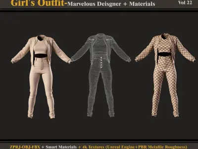 Girls Outfit- MD-Clo3d-  Smart Material -Textures - OBJ - FBX 3D model