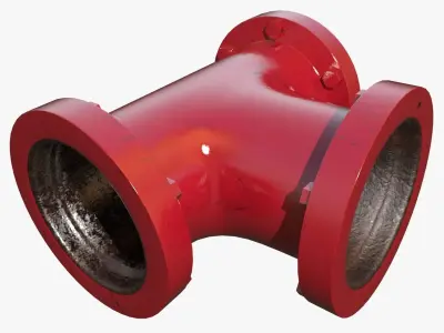 Red T Pipe 3D model