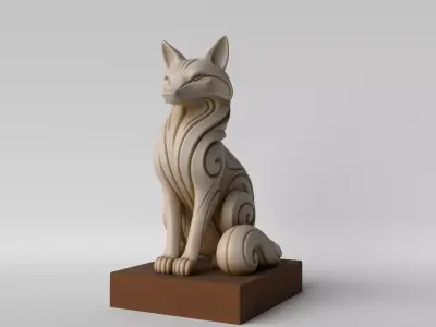 Minimalist Fox Bust  Decorative Sculpture 3D print model