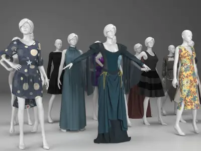 13 Mannequin Woman Dresses Model For Shop 3D model