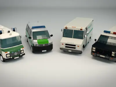Low Poly Police Van Pack