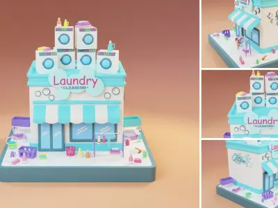 Cartoon Public Buildings Islands Exteriors 2 Low-poly 3D model