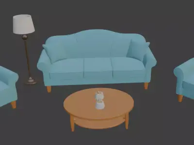 Cartoon style sofa set 3D model order