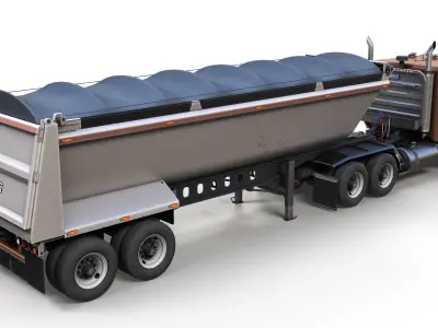Freightliner Powerliner dump trailer Low-poly 3D model