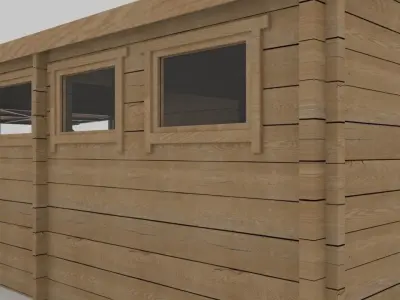 wood garage Low-poly 3D model