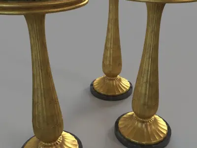 Fluted Side Table Gold Leaf 3D model