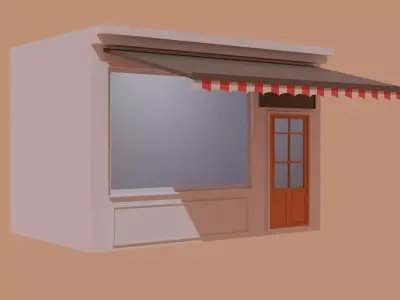 Store shop with awning Low-poly 3D model