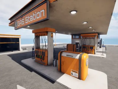 Gas Station  Low-poly 3D model