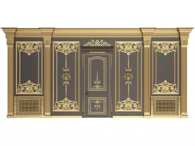 Boiserie Classic Wall with Mouldings 09 Black Low-poly 3D model