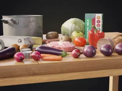 Food Pack Low-poly 3D model