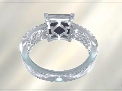 Ring with big black stone and diamond Free low-poly 3D model