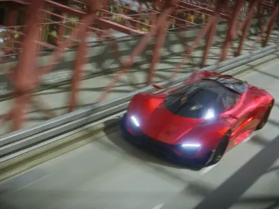 Futuristic Animated Car Scene Low-poly 3D model