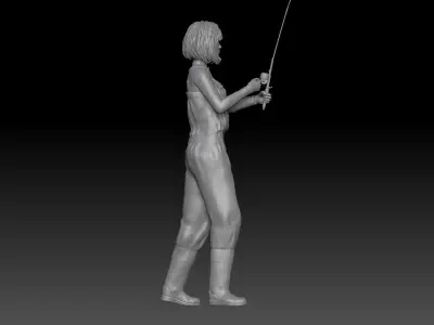 FISHERGIRL 1 woman on pole 3D print model