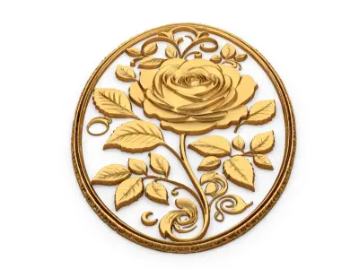 Classic oval carved decor ornament 06 3D model