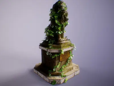 PBR Lion Statue Collection Low-poly 3D model