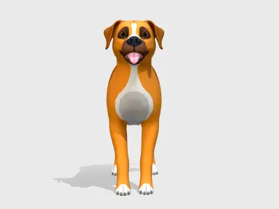 Cartoon Dog - Boxer Low-poly 3D model