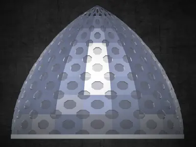 Dome pointed with octagonal pattern panels with glass Low-poly 3D model
