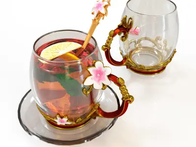 Handmade tea set 3D model 3D model