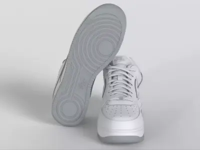 NIKE AIR FORCE 1 ALL WHITE Low-poly 3D model