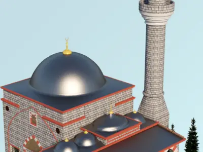 Ancient Mosque Low-poly 3D model