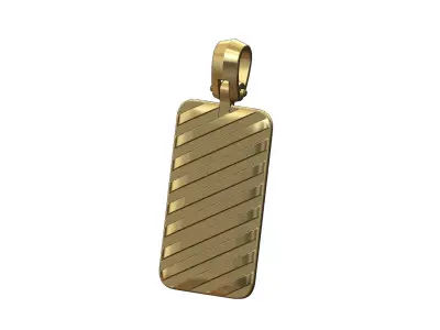 Carved strips rectangular dogtag pendant with bail 3D print model