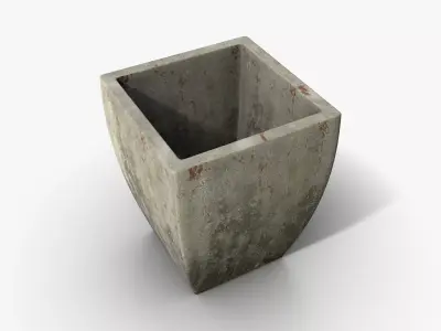 Vase Concrete Quad L Low-poly 3D model