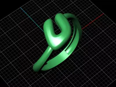 U alphabet bypass shell hallow ring 3D print model