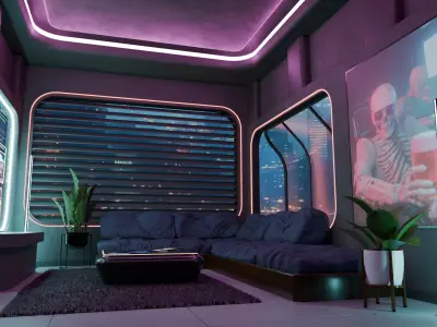 Cyberpunk Room Low-poly 3D model