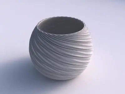Bowl spheric with wavy extruded lines 3D print model