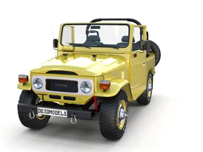 Toyota Land Cruiser FJ 40 Top Down with Chassis and Interior 3D model