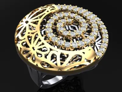  Mesh flower ring - Italian rings - Womens Rings - N6442 3D print model